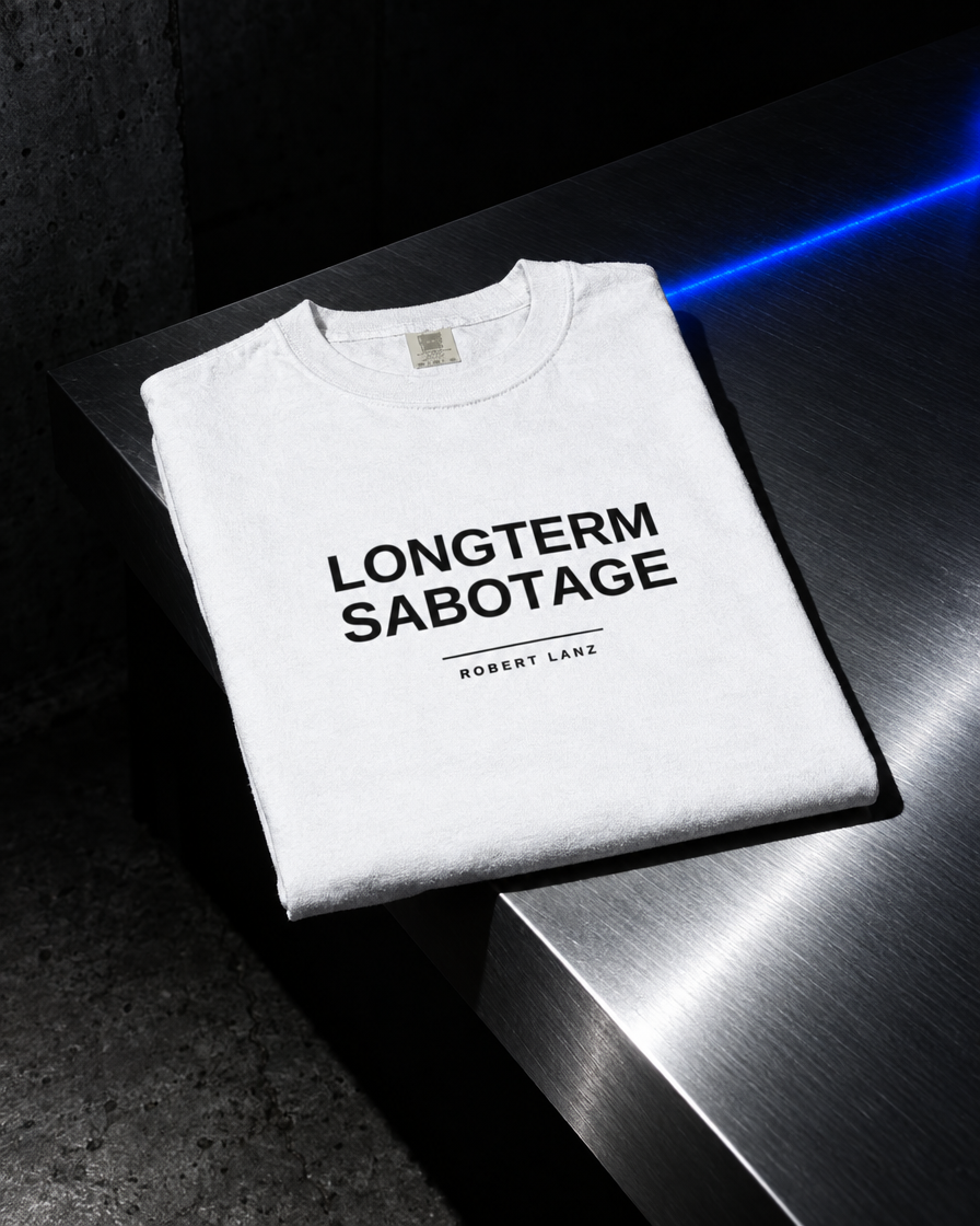 LONGTERM SABOTAGE Heavyweight Tee, White, folded