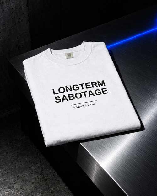 LONGTERM SABOTAGE Heavyweight Tee, White, folded